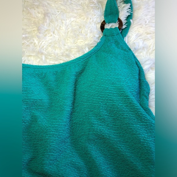 Shade & Shore Turquoise Textured Swimsuit - Picture 4 of 11